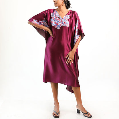 Maroon Blossom Batik Kaftan