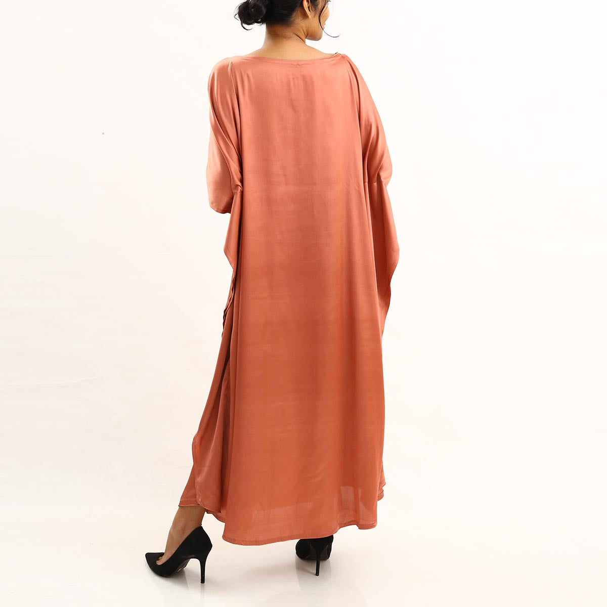 Coral Satin Silk Kaftan