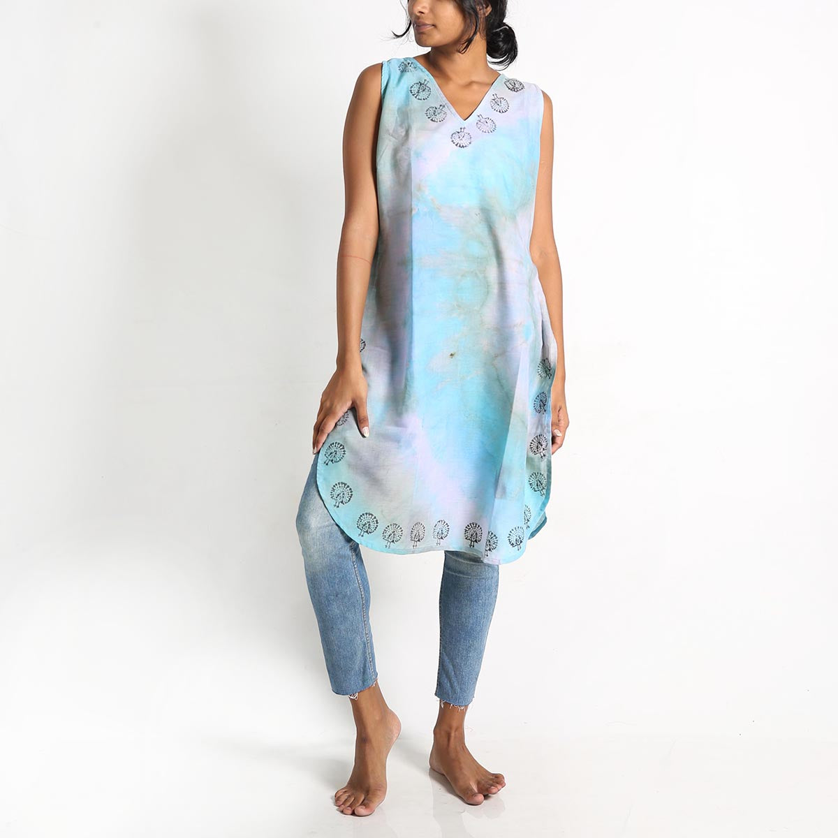 Cotton Candy Tie-Dye Sleeveless Kurta