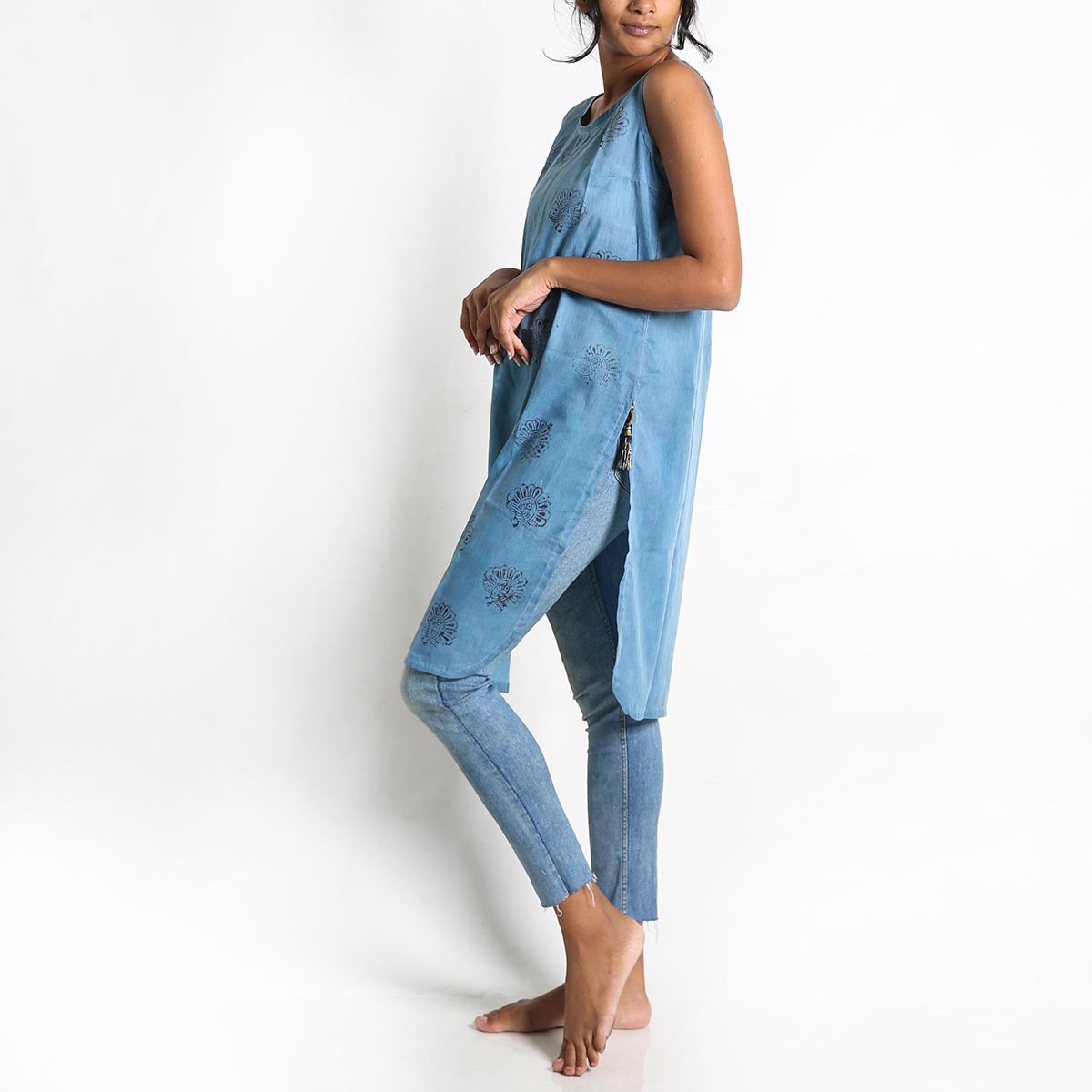 Olive Tie-Dye Sleeveless Kurta