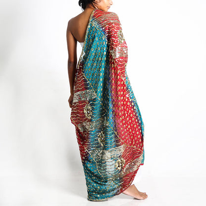 Turq and Red Lehnga Dupatta