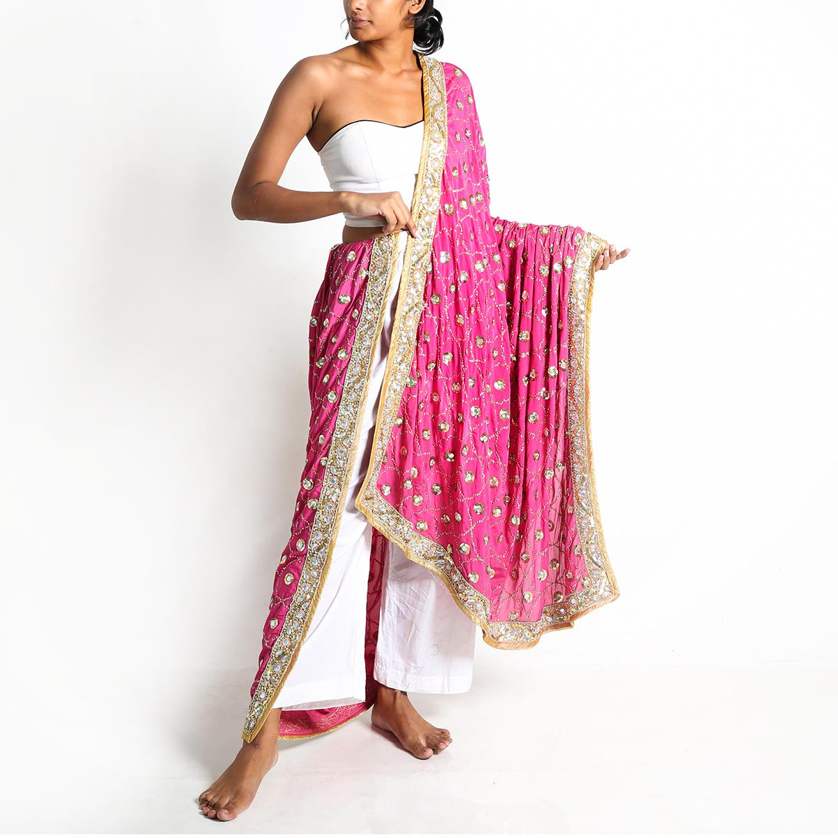 Fuscia Lehnga Dupatta
