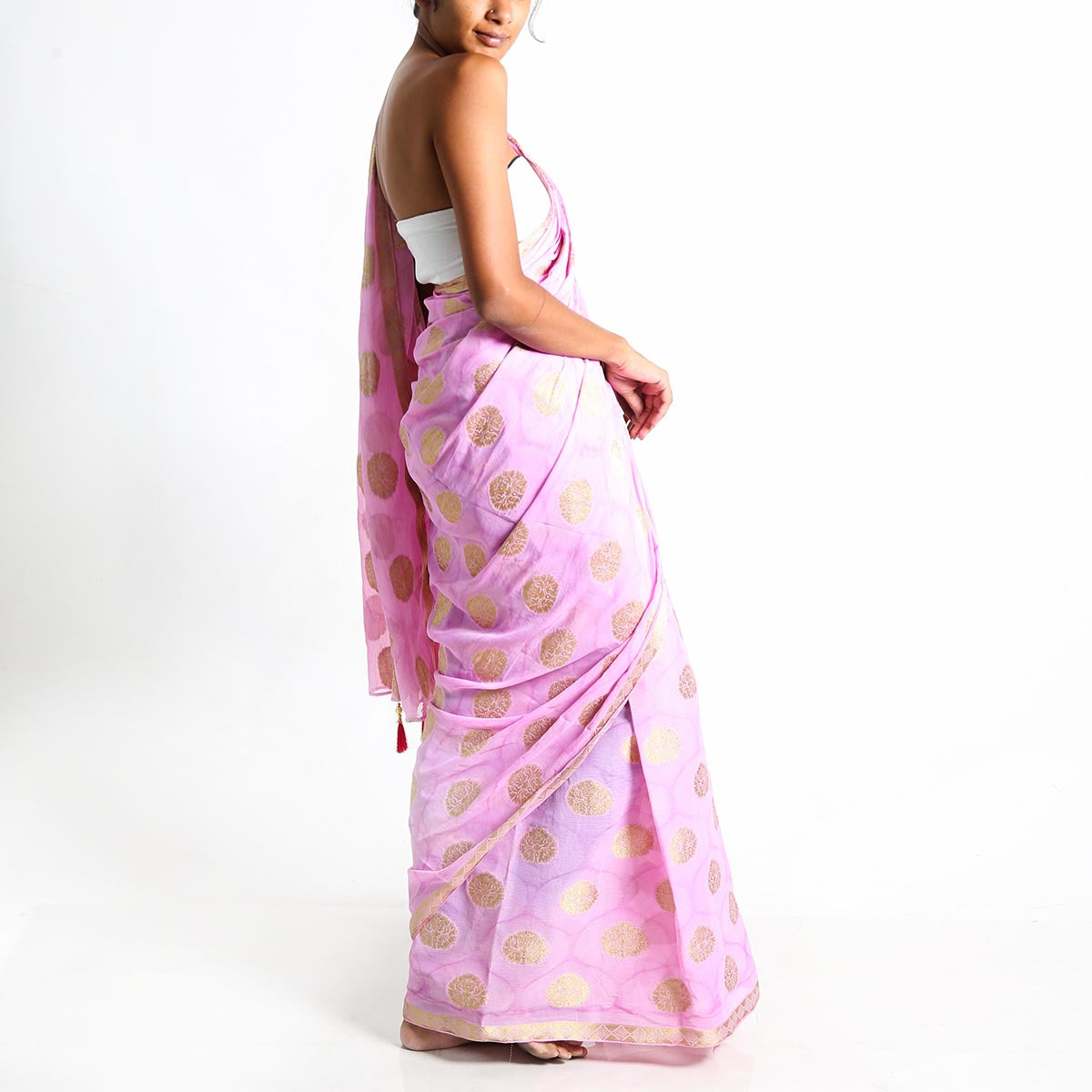 Purple and Embroidery Silk Saree