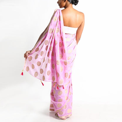 Purple and Embroidery Silk Saree