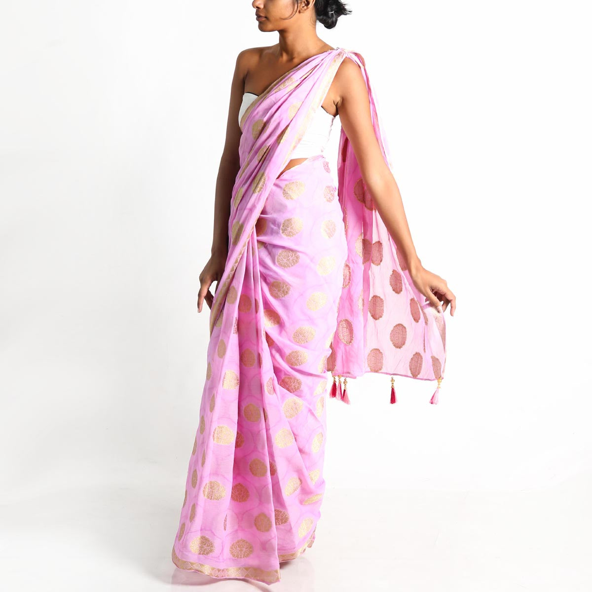 Purple and Embroidery Silk Saree