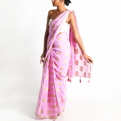 Purple and Embroidery Silk Saree