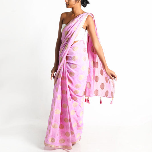 Purple and Embroidery Silk Saree