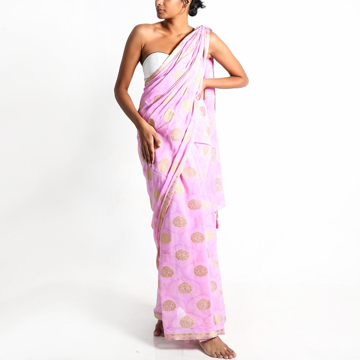 Purple and Embroidery Silk Saree