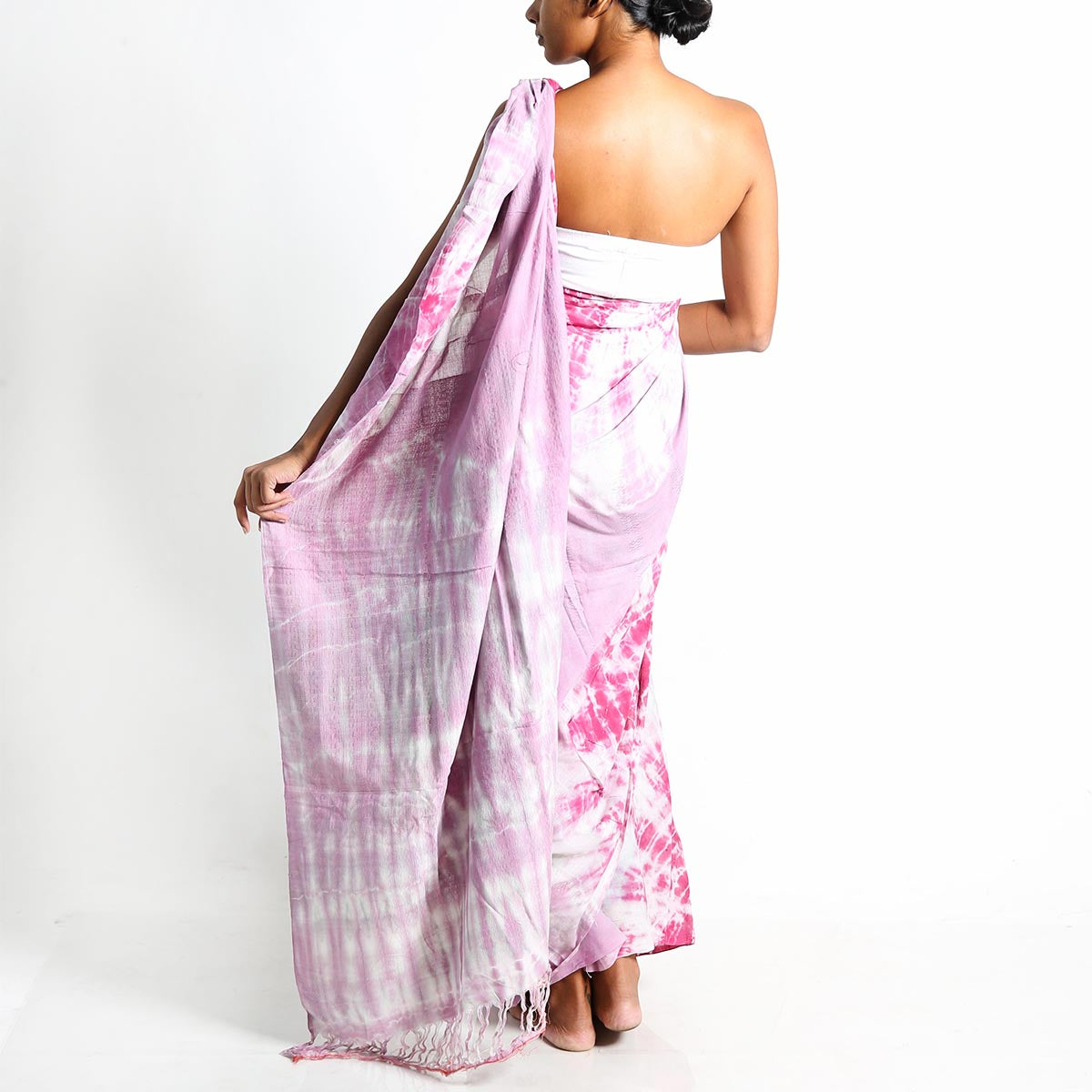 Grey and Purple Tie-Dye Saree