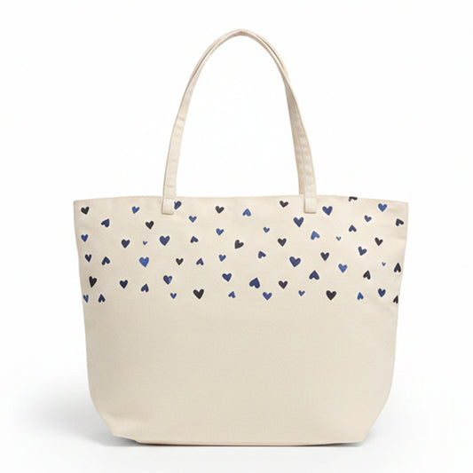 Navy Hearts Tote Bag