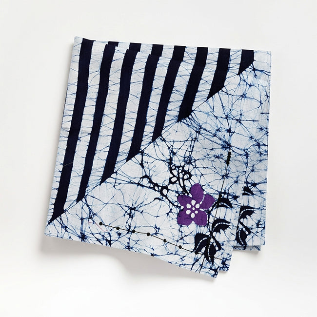 Blue Stripe Floral Batik Napkin Set