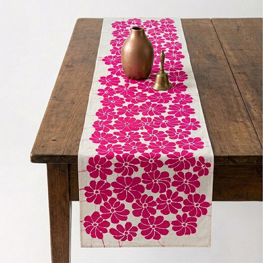 Pink Floral Batik Table Runner