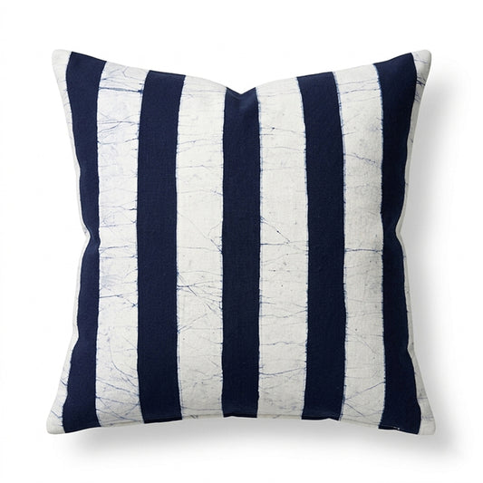 Navy Stripe Batik Cushion Cover