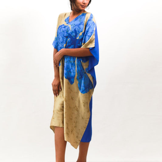 Blue Beige Batik Kaftan