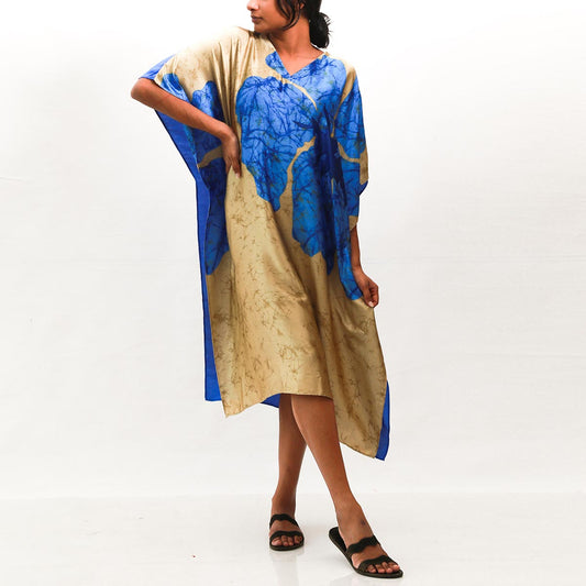 Blue Beige Batik Kaftan