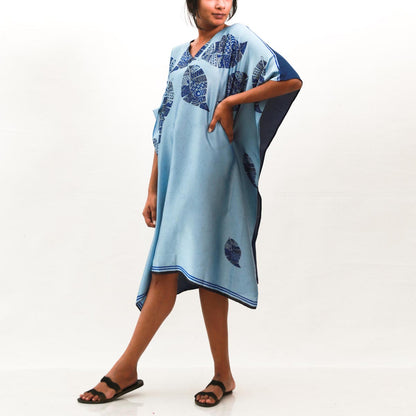 Blue Leafy Batik Kaftan