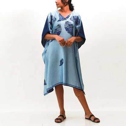Blue Leafy Batik Kaftan