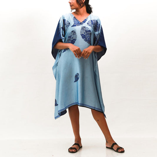 Blue Leafy Batik Kaftan