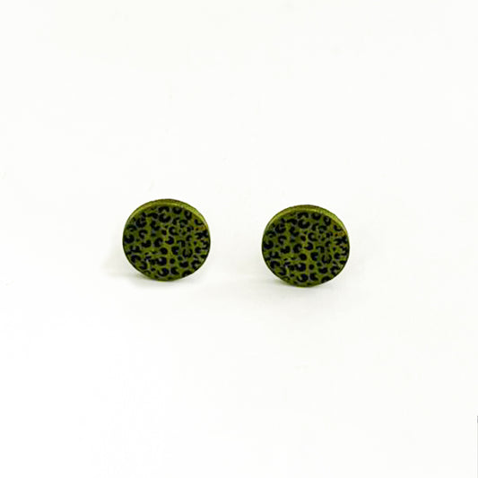 Leopard Stud Wooden Earrings