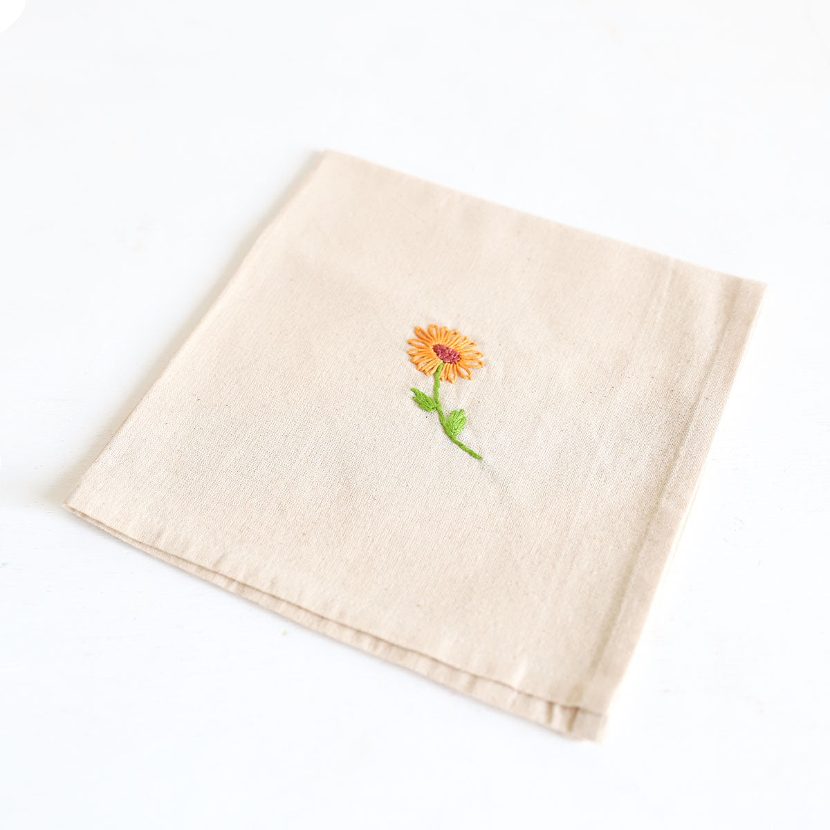 Golden Blossom Embroidered Napkin