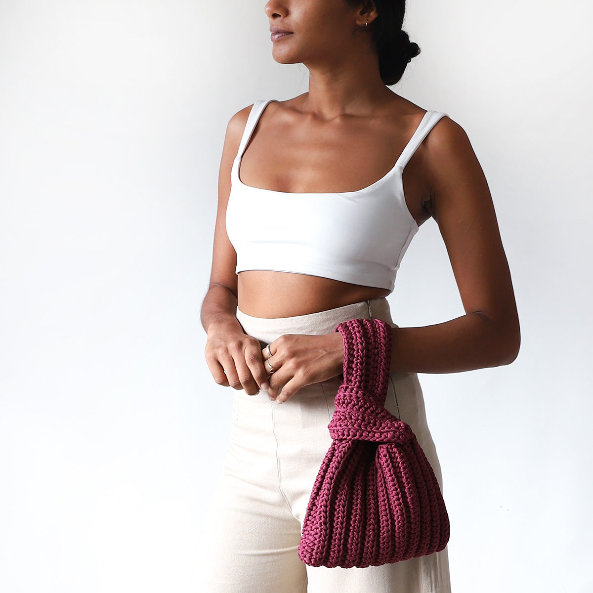 Plum Loop Crochet Bag