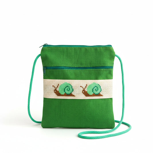 Green Snail Handloom Side Bag