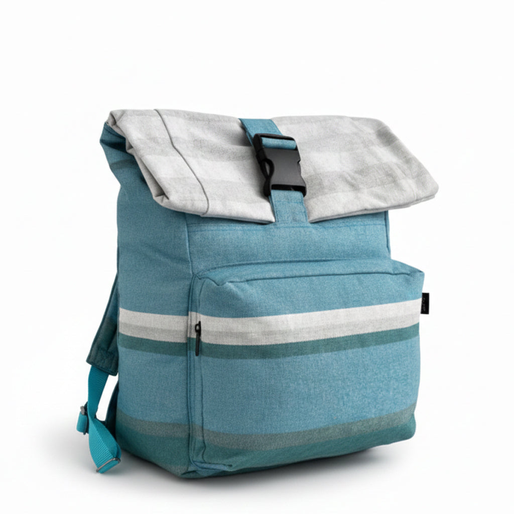 Pastel Blue Roll Up Rucksack