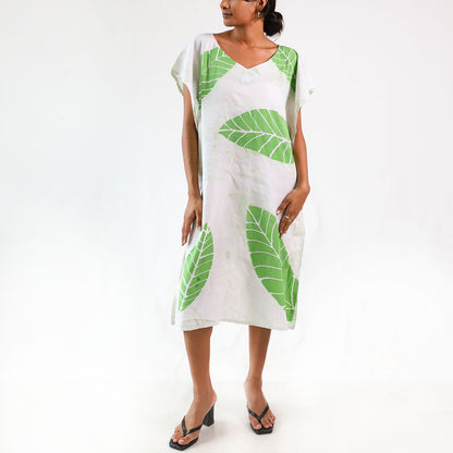 Leaf Whisper Batik Dress