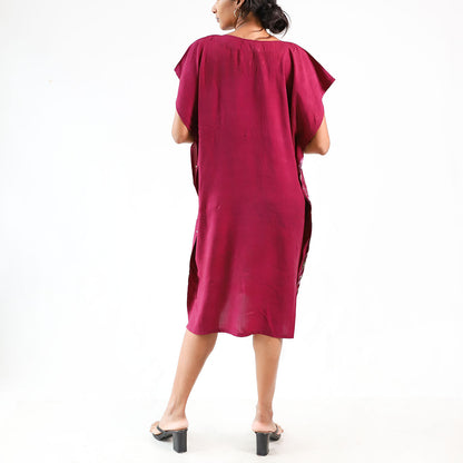 Crimson Mandala Batik Dress