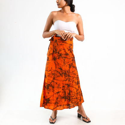 Sunset Bloom Batik Wrap Skirt