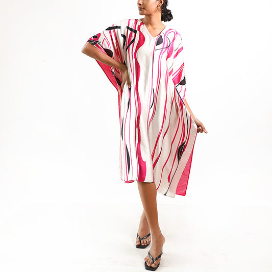 Red Drip Batik Kaftan