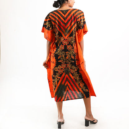 Flowing Foliage Batik Kaftan