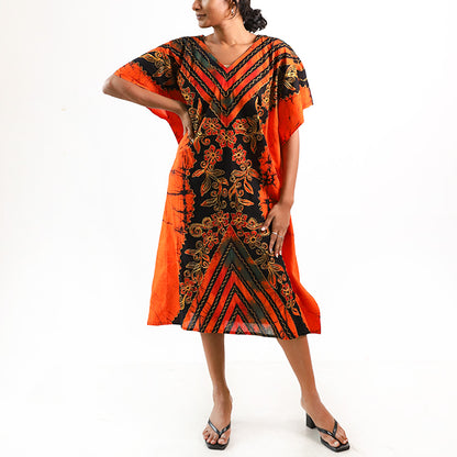 Flowing Foliage Batik Kaftan