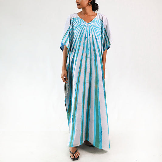 Deep Sea Stripped Batik Kaftan