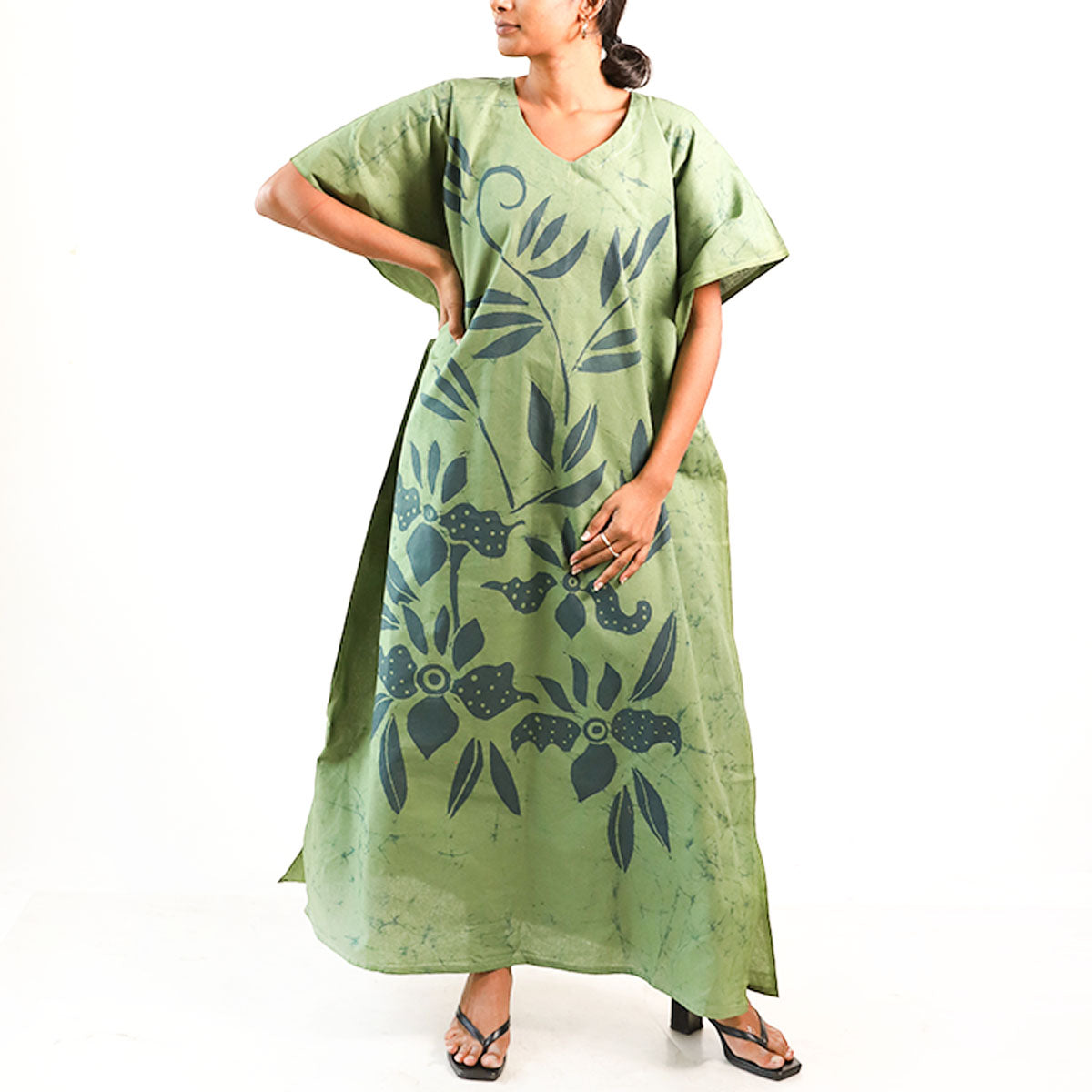 Verdant Harmony Batik Kaftan