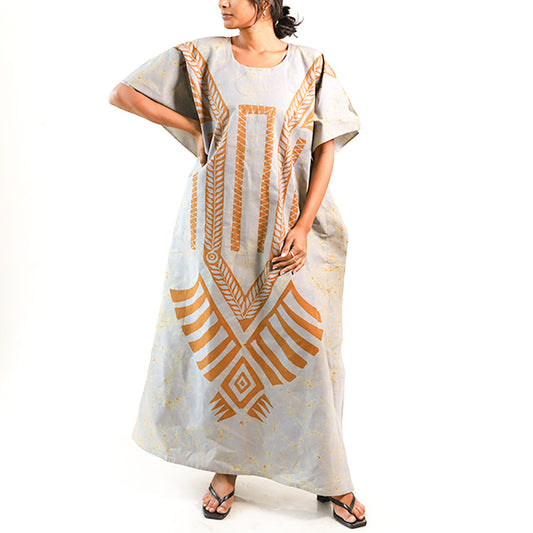 Dusky Ember Batik Kaftan