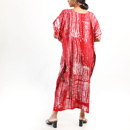 Crimson Whisper Batik Kaftan