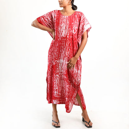 Crimson Whisper Batik Kaftan
