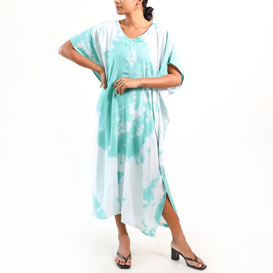 Turquoise Drift Batik Kaftan