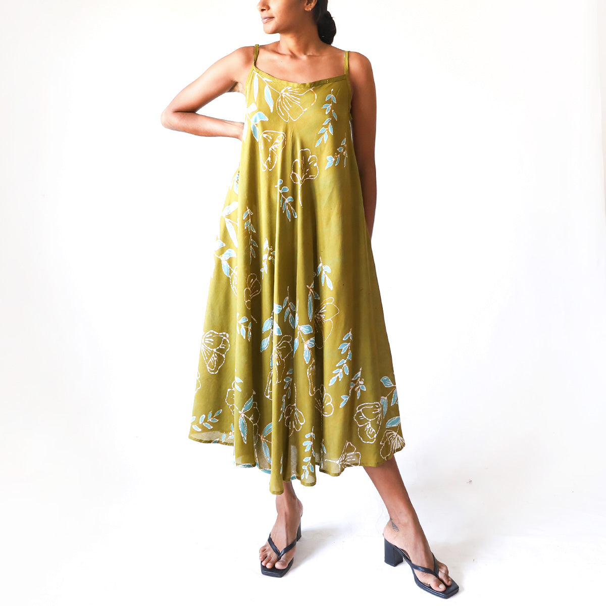 Sage Blossom Batik Dress