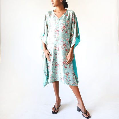 Ocean Leaf Whisper Batik Kaftan