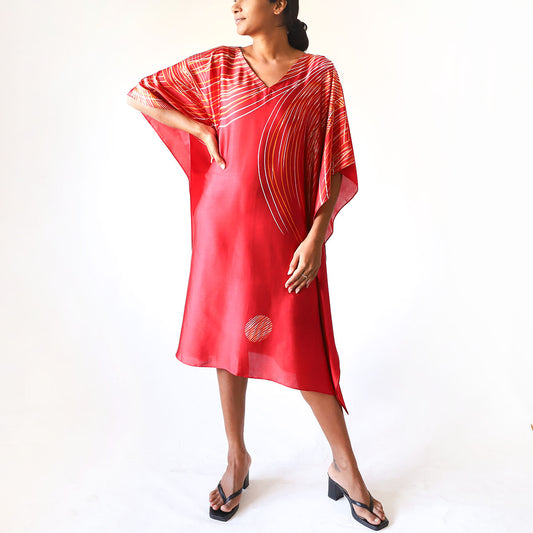 Crimson Lines Batik Kaftan