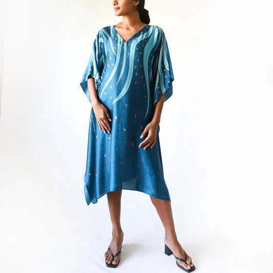 Blue Cascade Batik Kaftan
