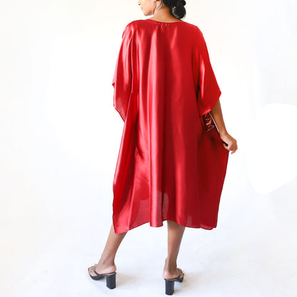 Crimson Leaffall Batik Kaftan
