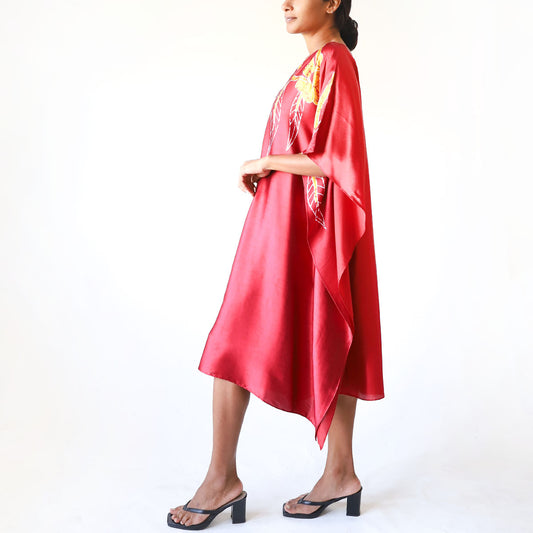 Crimson Leaffall Batik Kaftan