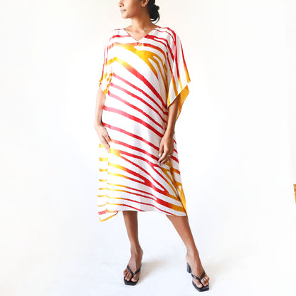 Sunset Zebra Batik Kaftan