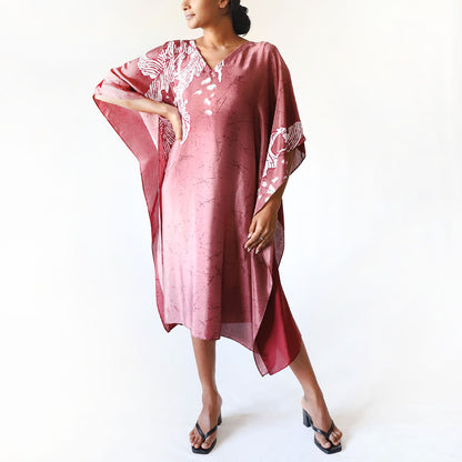 Pink Vine Dream Batik Kaftan