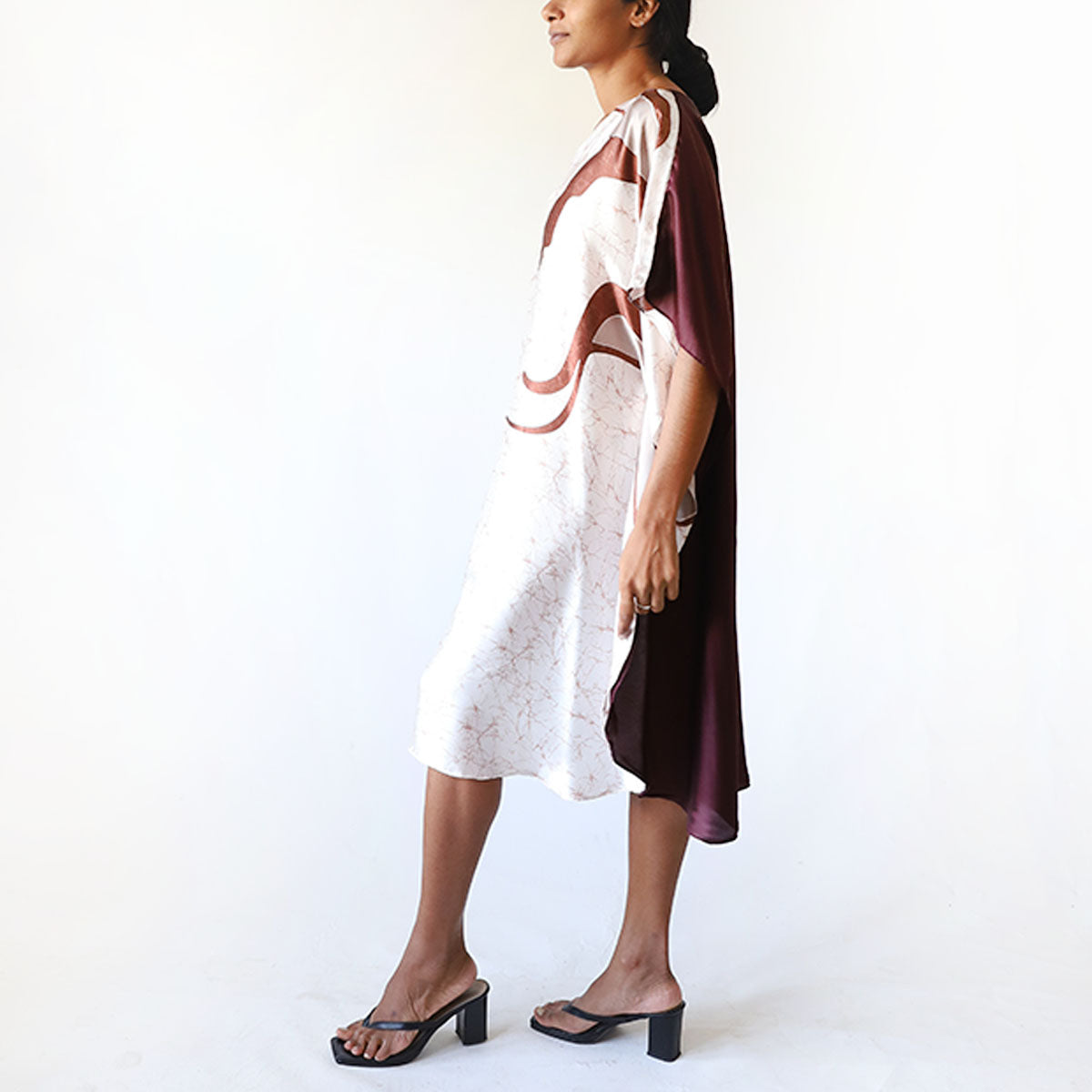 Brown Feather Whisper Batik Kaftan