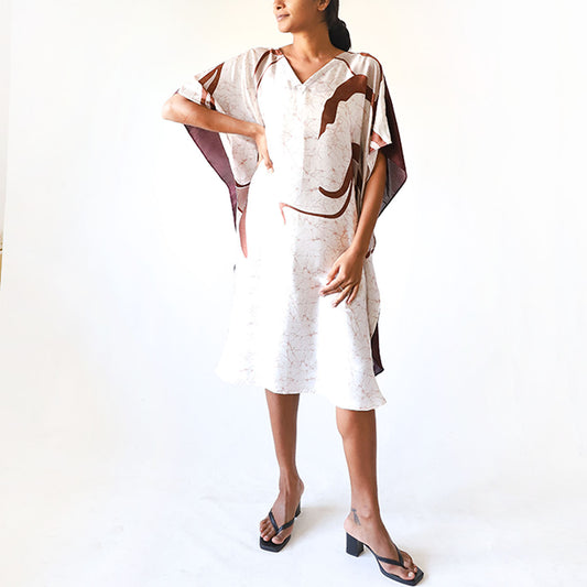 Brown Feather Whisper Batik Kaftan
