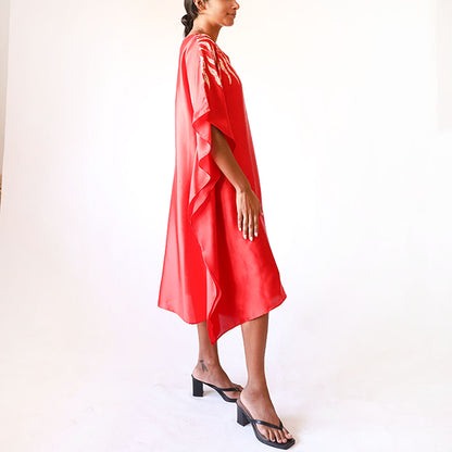Crimson Marigold Batik Kaftan